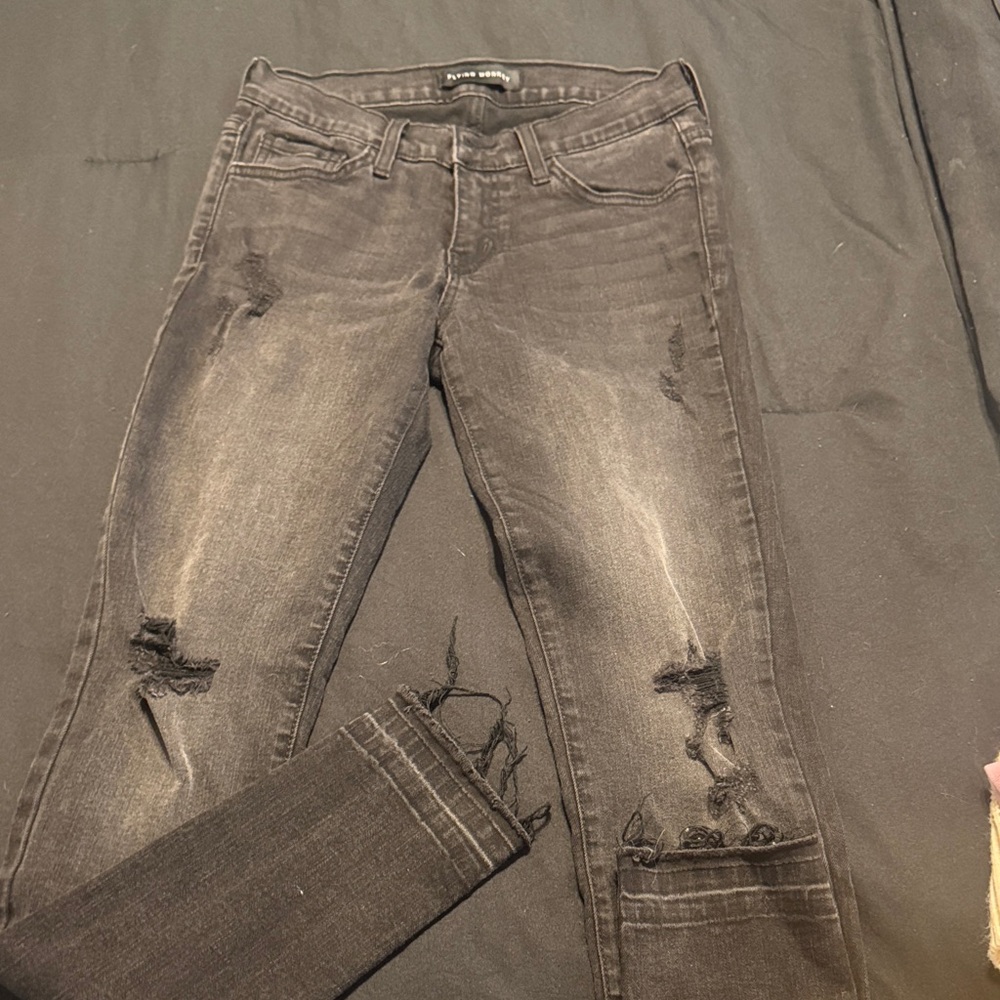 Flying Monkey Charcoal Distressed Ankle Jeans